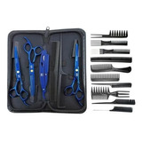 Kit 3 Tesouras Profissional Cabeleireiro Barbeiro 10 Pentes