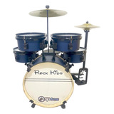 Bateria Musical De Brinquedo Rmv Rock Kids Com Chimbal Azul