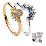 Anillos Pandora Sol Y Luna Celestiales + Kit D Regalo S925