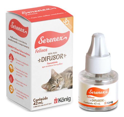 Serenex Felino Refil 42ml König Acalma E Tranquiliza