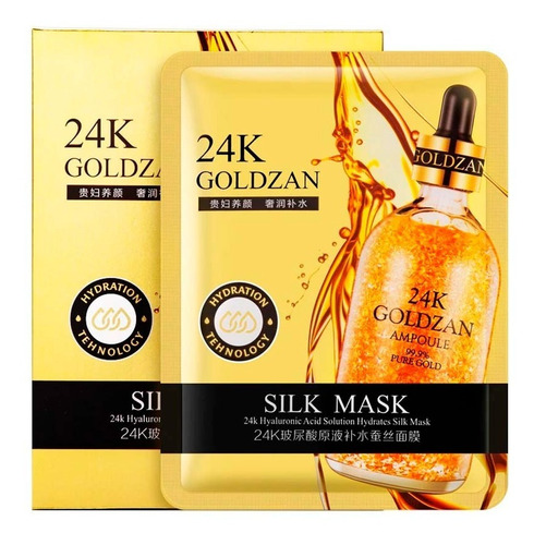 Pack 10 Mascarillas Faciales Hidratante Seda Goldzan Oro 24k