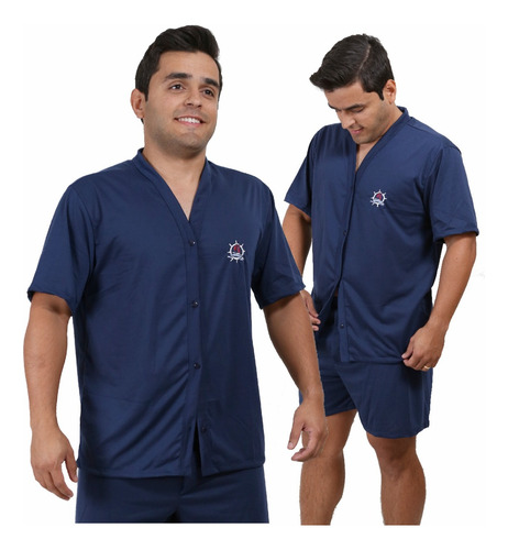 Pijama Masculino Com Botões Cirúrgico Manga Curta E Short