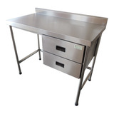 Mesa Em  Aço Inox Cozinha Industrial Com 2 Gavetas