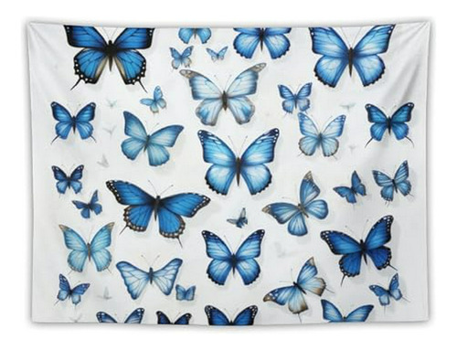 Tapiz De Pared Personalizado Con Mariposas Azules Compatible