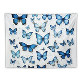 Tapiz De Pared Personalizado Con Mariposas Azules Compatible