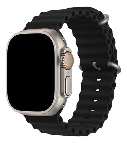 Correa De Silicona Ocean Para Apple Watch Ultra 49 Mm Color Negro