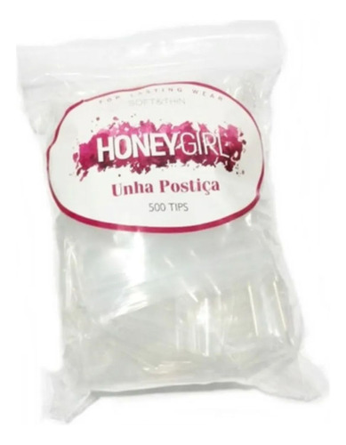 Unhas Acrigel Porcelana Gel 500 Tips Square Honey Girl Promo