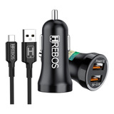 Carregador Veicular Turbo Tipo Usb C Para Motorola Samsung