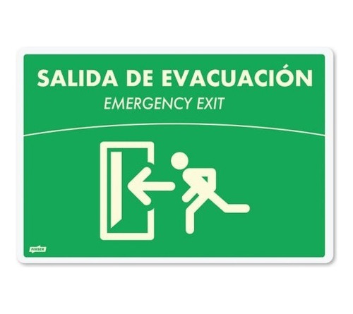 Señal Salida Evacuación Izquierda Fotoluminiscente 22 X 15cm