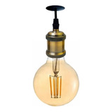 Portalámpara Vintage Bombillo Led Globo 80mm 4w Luz Cálida Color Dorado 110v