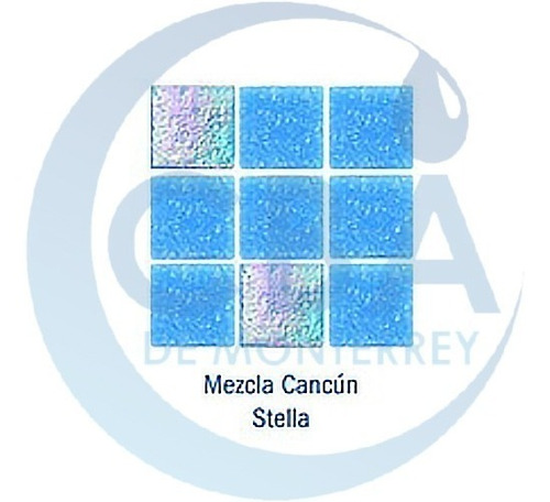 M2 De Mosaico Veneciano Azul Cancun Con Destellos Tornasol