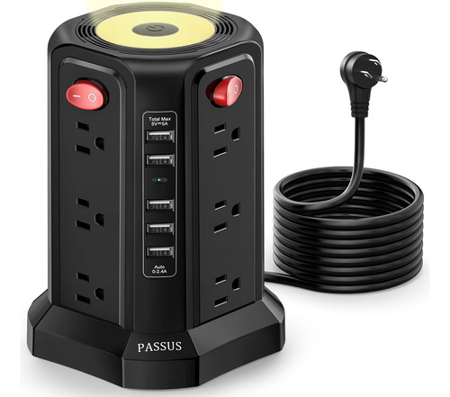 Enchufe Inteligente Marca Passus/12 Tomas/5 Usb/negro