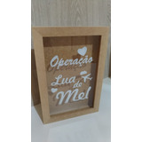 Quadro Cofre Cru Op Lua De Mel Mdf 30x20cm Com Vidro+pendura