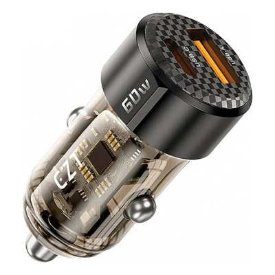 Cargador Para Auto Carro Carga Rápida 60w Tipo C De Doble Puerto Con Protección De Carga Inteligente Compacto Transparente Para Vehículo EZT | MercadoLibre