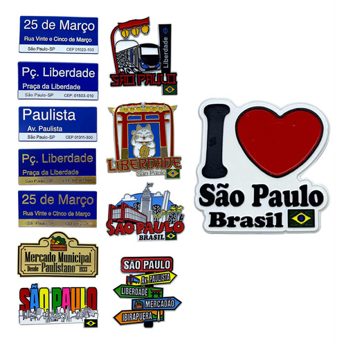12 Imãs Turismo São Paulo Souvenir P/ Geladeira Emborrachado