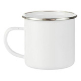 Taza Blanca Esmaltada De 12oz. Con Borde Plateado Para Subli