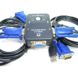 Kit Chave Seletor Switch Kvm Com Cabos Para 2 Pc X 1 Monitor