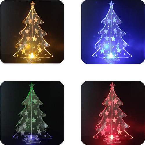 Arbolito Navidad Luces Led Acrílico 24 Cm A Pila M1