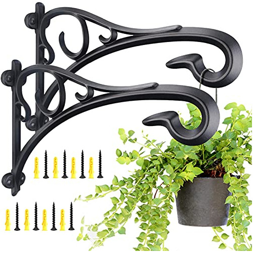 Plant Hanging Bracket, Hand Forged Heavy Duty Black Iro...