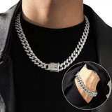 Collar Para Hombre Zirconia Cadena Cubana Diamantada Esclava