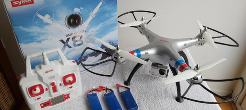 Drone Syma X8g Con Cámara Hd Plateado 3 Baterías