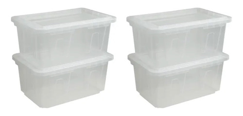 Caja Grande De Plástico Con Tapa Transparente, 4 Pack, 57 Lt