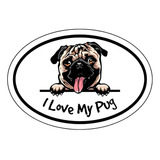I Love My Pug - Dog Breed Vinyl Sticker Decal For Car Bumper