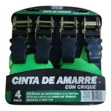 Cinta De Amarre Juego 4 Piezas / 5m De Largo X 2,5cm / 800kg Color Verde Claro