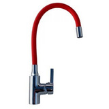 Llave Monomando Taumm Lavaplato Cuello Flexible Rojo