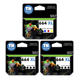 Kit Compatível Hp 664xl Deskjet 3836 = 2 Pretos + 1 Color