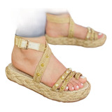 Sandalias Bajas 2cm Para Dama En Yute