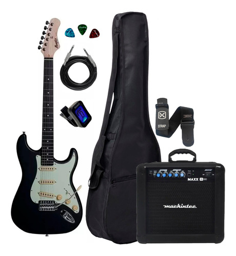 Kit Guitarra Tagima Memphis Mg30 Preto Capa Cubo+ Acessórios