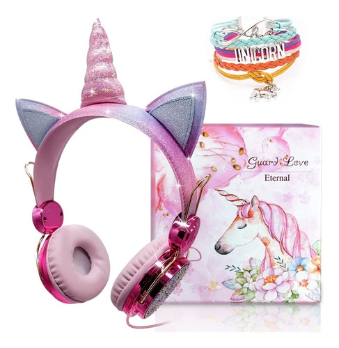 Audífonos Tcjj Tcjj Pink Unicorn Girls Headphones