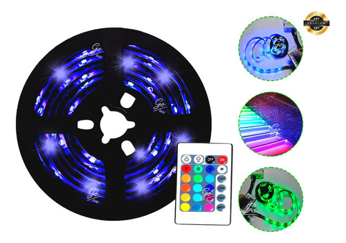 Rollo De Cinta Luces Led Multicolor Rgb 1m Colores + Control