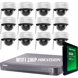 Kit Seguridad Hikvision Dvr 16 Ch+ 12 Camaras Wifi 2mp Disco