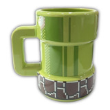 Taza Tazón Tubo Super Mario Bros Luigi Cerámica Con Asa 