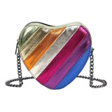 Mini Bolso De Hombro En Forma De Corazón Arcoíris