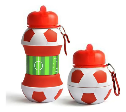 Botella Balon Plegable Para Agua Deporte Futbol Soccer Mls Color Rojo