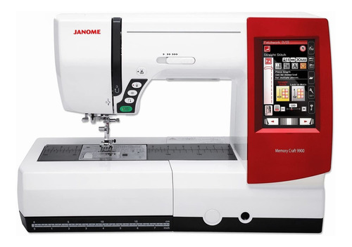 Máquina De Coser Recta Janome Memory Craft 9900 Portable Blanca Y Roja 220v