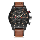 Reloj Hombre Curren Cronógrafo 8250 Piel 3 Atm