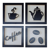 4 Quadros Cantinho Do Café Decorativo 3d