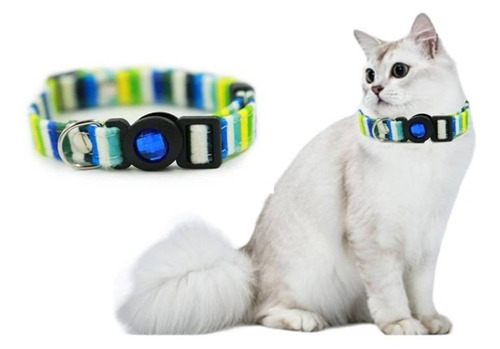 Collar Para Tu Mascota Gato De Nylon Rayado Hey!