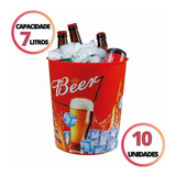 10 Baldes Gelo Cerveja E Bebidas Diversas 7 Litros Decorado Cor Vermelho Beer