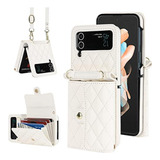 Funda Cartera Para Samsung Galaxy Z Flip 3 - Cuero Blanco