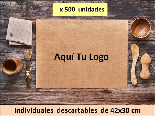 Individual Descartable Kraft Con Tu Logo X 500 Manteles