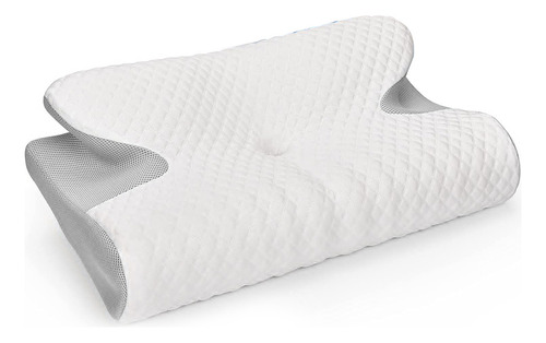 Bio Mattress | Almohada Cervical De Memory Foam Color Blanco Con Gris