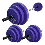 Barra + 2 Mancuernas + 50kg Discos Local Combo Kit Gym Bsfit