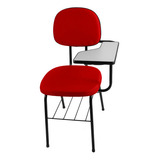 Cadeira Universitária Secretária C/ Porta Livros - Canhota Cor Vermelho