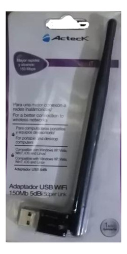 Adaptador Usb Wifi 150mb 5dbi Super Link