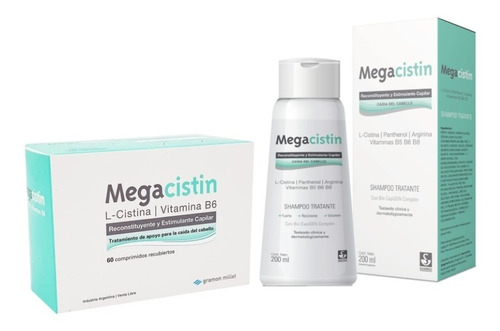 Megacistin Comp X 60 + Shampoo X 200ml Caída De Cabello